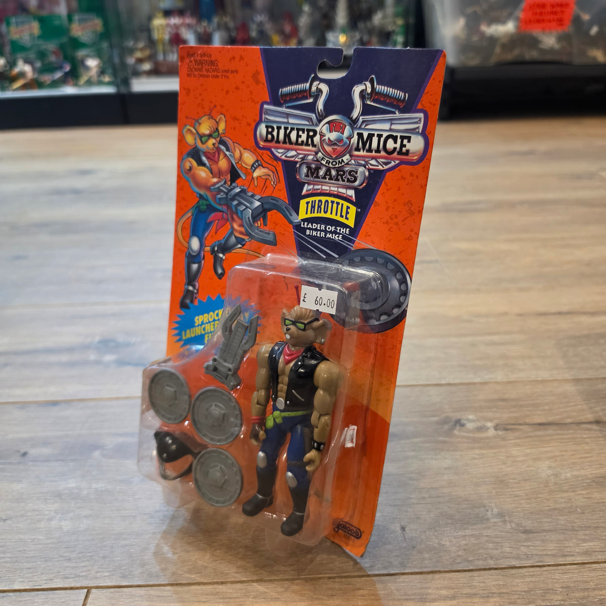 BIKER MICE FROM MARS Vintage Action Figure - THROTTLE Original Carded Sealed 1990s
