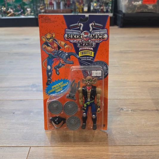BIKER MICE FROM MARS Vintage Action Figure - THROTTLE Original Carded Sealed 1990s
