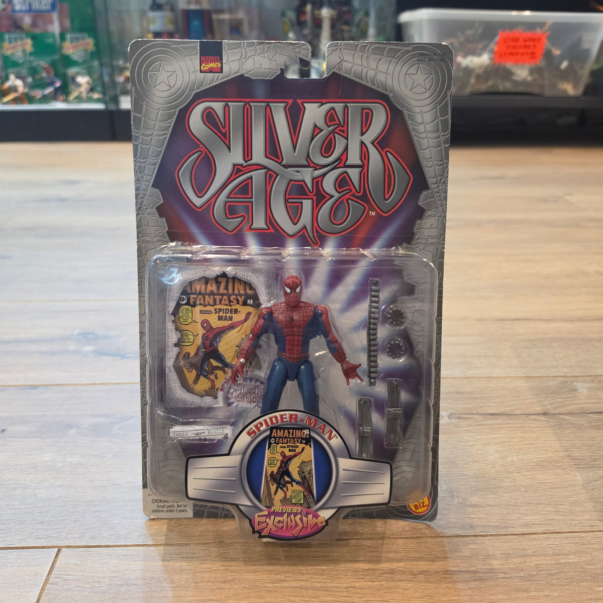 MARVEL TOYBIZ Vintage Action Figure - SILVER AGE SPIDER-MAN Original Carded Sealed 1990s