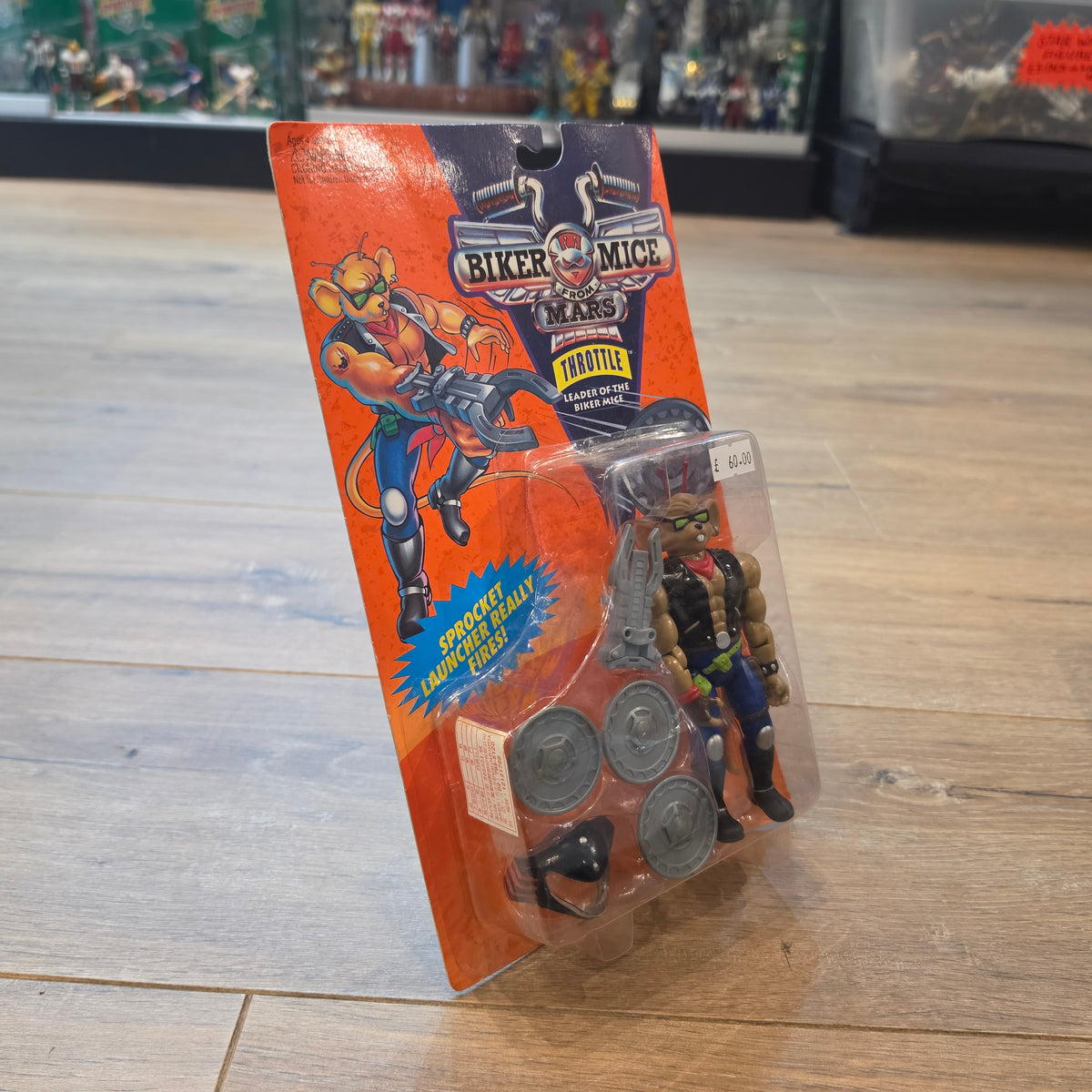 BIKER MICE FROM MARS Vintage Action Figure - THROTTLE Original Carded Sealed 1990s